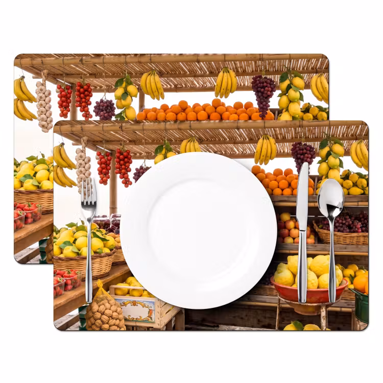 Tischset - 6 Stück - Marktstand – Obst – Frisch - Marktkraam - Fruit - Vers Placemat vinyl groot