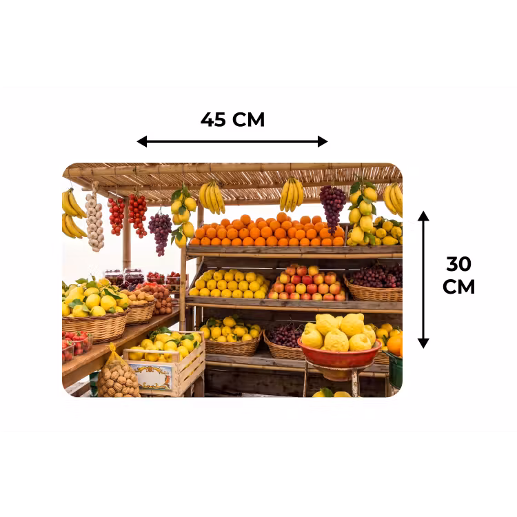 Tischset - 6 Stück - Marktstand – Obst – Frisch - Marktkraam - Fruit - Vers Placemat vinyl groot