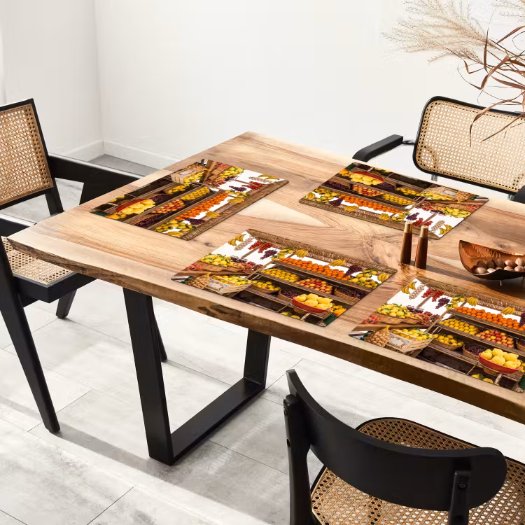 Tischset - 6 Stück - Marktstand – Obst – Frisch - Marktkraam - Fruit - Vers Placemat vinyl groot