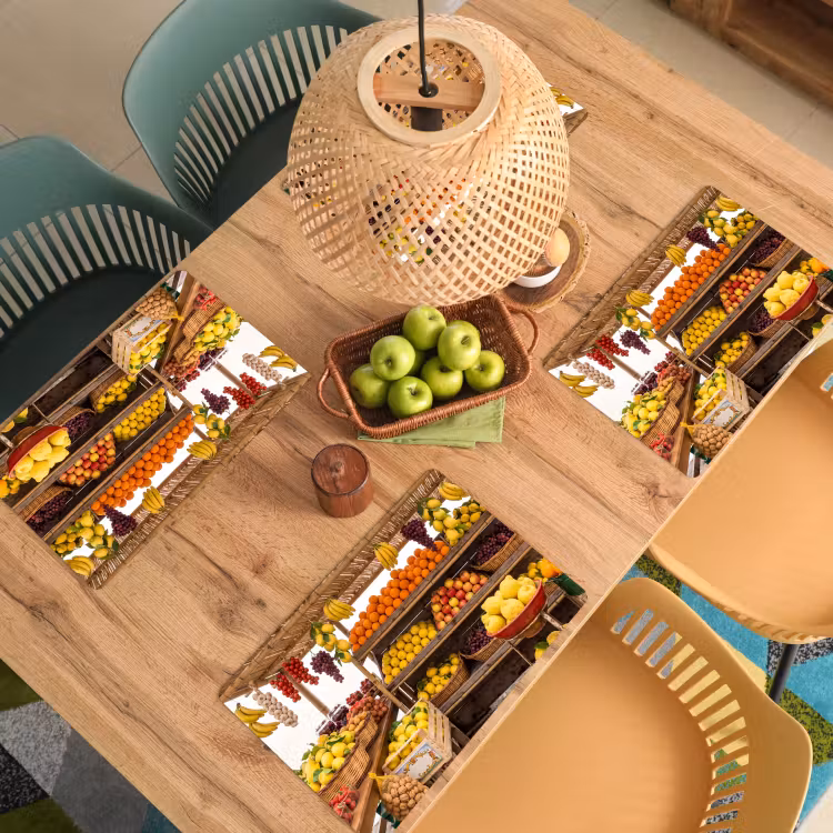 Tischset - 6 Stück - Marktstand – Obst – Frisch - Marktkraam - Fruit - Vers Placemat vinyl groot