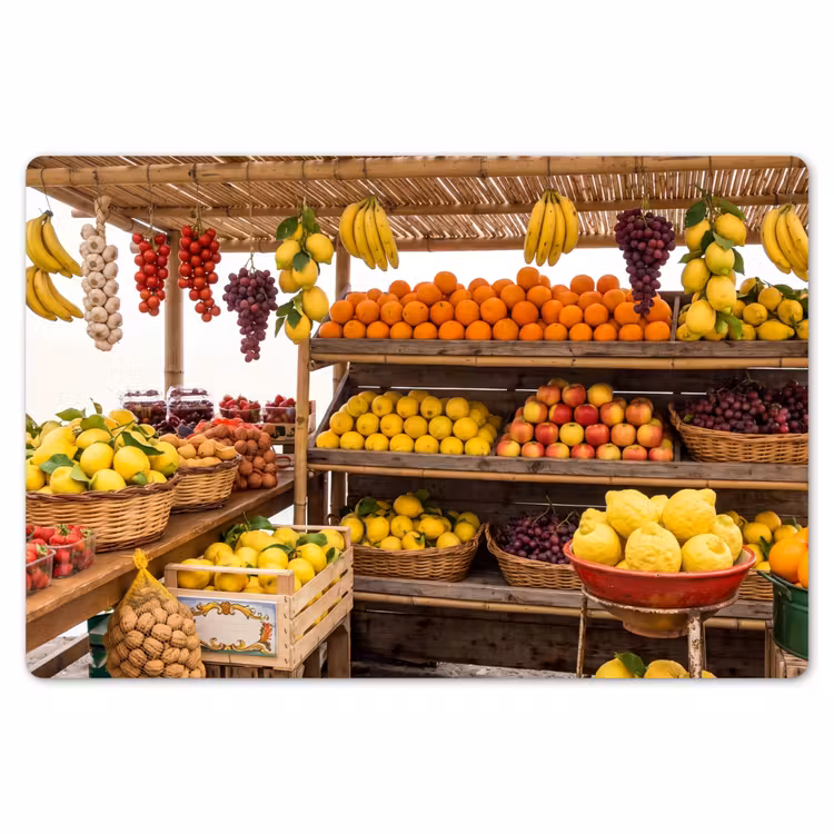Tischset - 6 Stück - Marktstand – Obst – Frisch - Marktkraam - Fruit - Vers Placemat vinyl groot