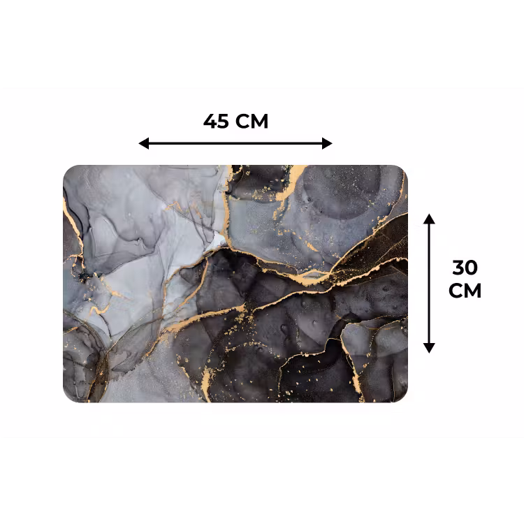 Marmer - Abstract - Goud - Grijs Placemat vinyl groot -specs