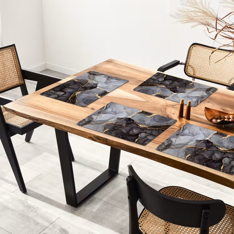 Marmer - Abstract - Goud - Grijs Placemat vinyl groot -zzsfeer4_Kitchenyeah-website