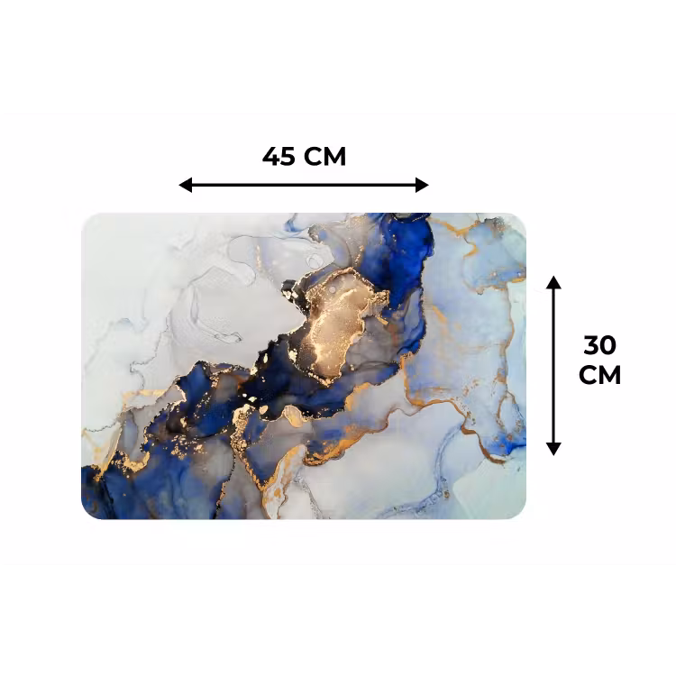 Marmer - Blauw - Goud Placemat vinyl groot -specs