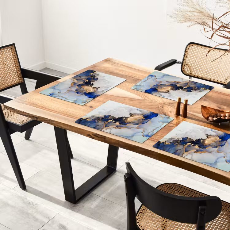 Marmer - Blauw - Goud Placemat vinyl groot -zzsfeer4_Kitchenyeah-website