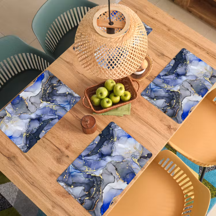 Marmer - Goud - Abstract - Blauw Placemat vinyl groot -zzsfeer5_Kitchenyeah-website