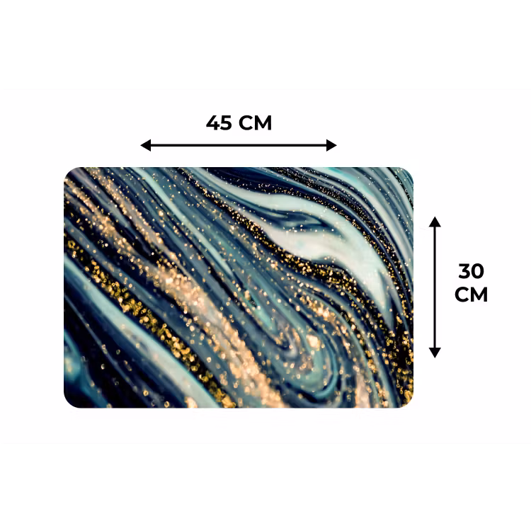 Marmer - Goud - Blauw - Glitter - Marmerlook - Abstract Placemat vinyl groot -specs