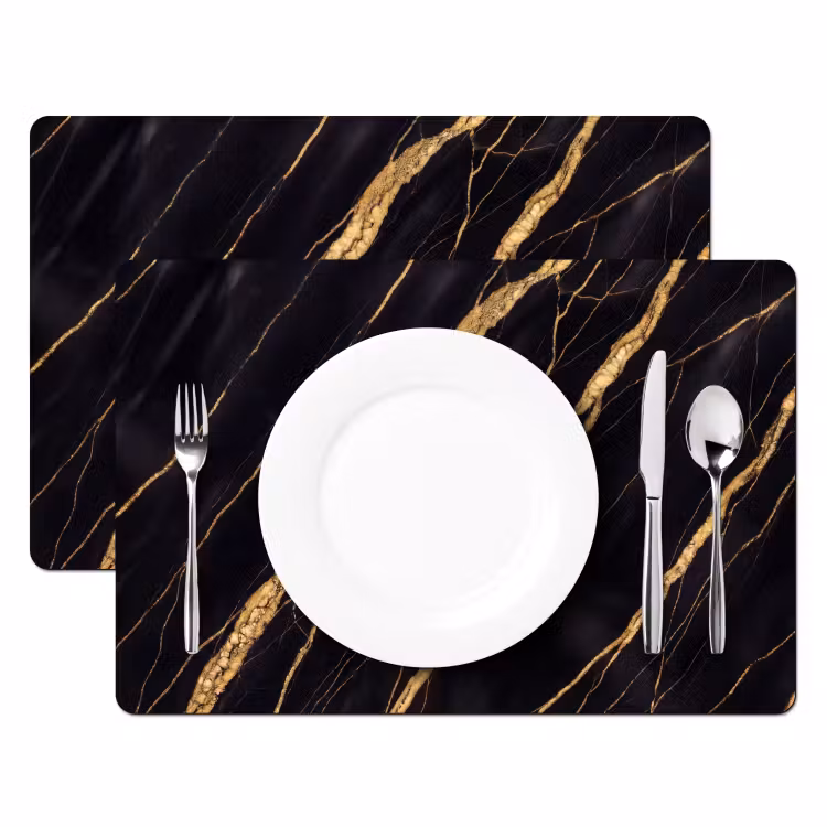 Marmer - Goud - Textuur - Abstract - Zwart Placemat vinyl groot -zzsfeer2_Kitchenyeah-website