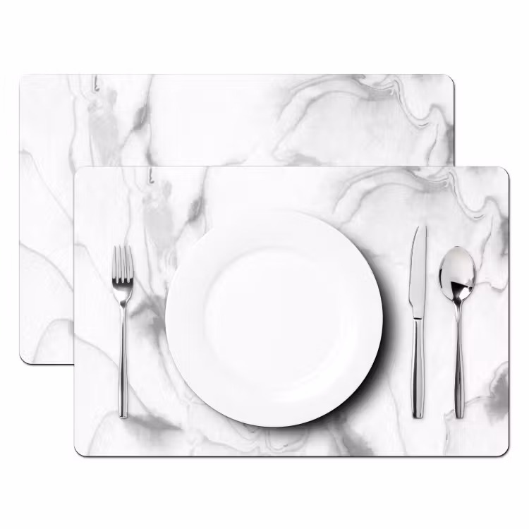 Marmer - Grijs - Wit - Abstract - Marmerlook Placemat vinyl groot -zzsfeer2_Kitchenyeah-website