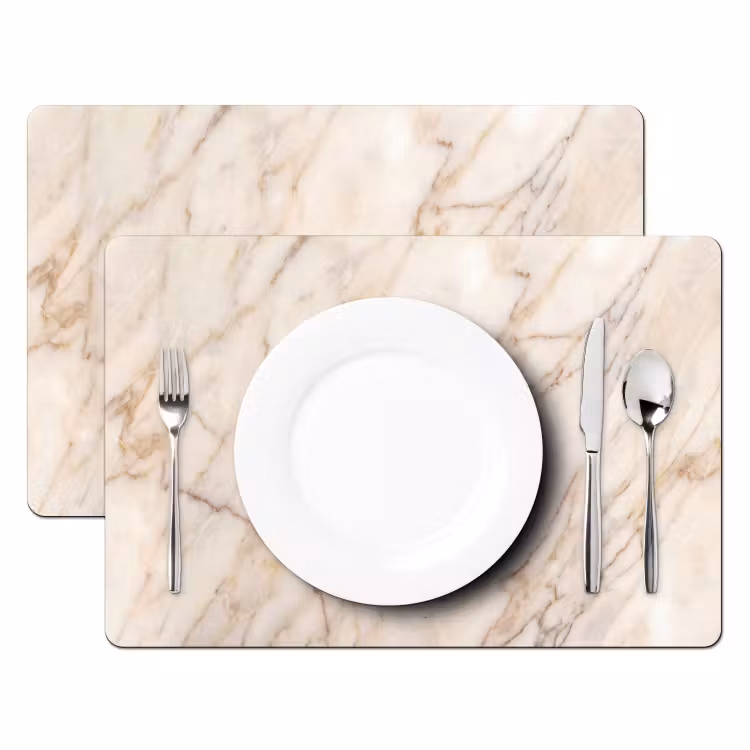 Marmer - Ader - Abstract - Wit - Goud Placemat vinyl groot -zzsfeer2_Kitchenyeah-website
