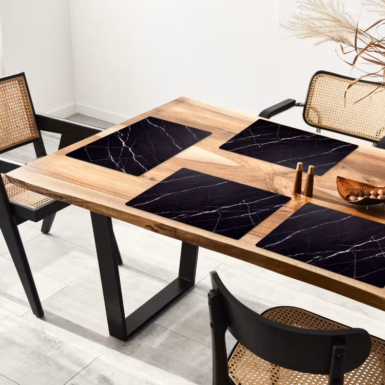 Marmer - Patroon - Abstract - Modern - Zwart Placemat vinyl groot -zzsfeer4_Kitchenyeah-website
