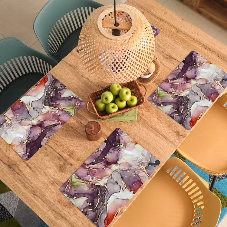 Marmer - Rood - Paars - Goud Placemat vinyl groot -zzsfeer5_Kitchenyeah-website