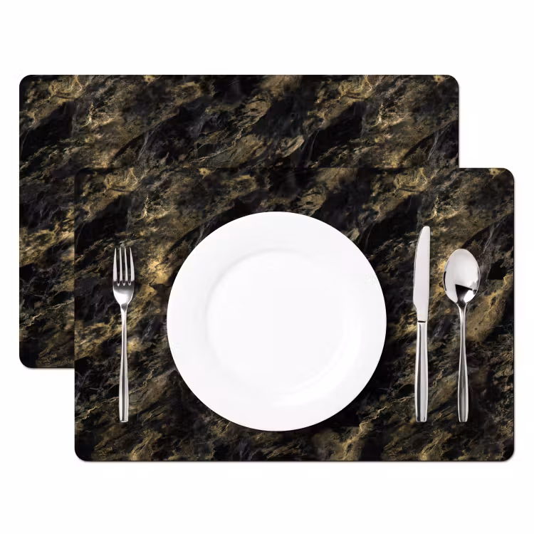 Marmer - Zwart - Goud Placemat vinyl groot 368 -zzsfeer2_Kitchenyeah-website