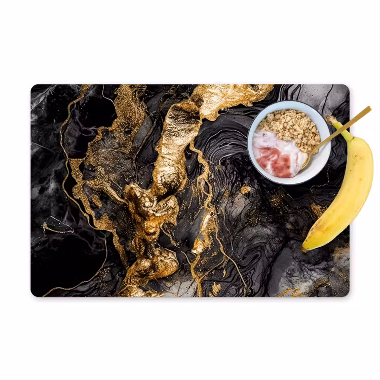 Marmer - Zwart - Goud - Abstract Placemat vinyl groot -zzzproduct_Kitchenyeah-website