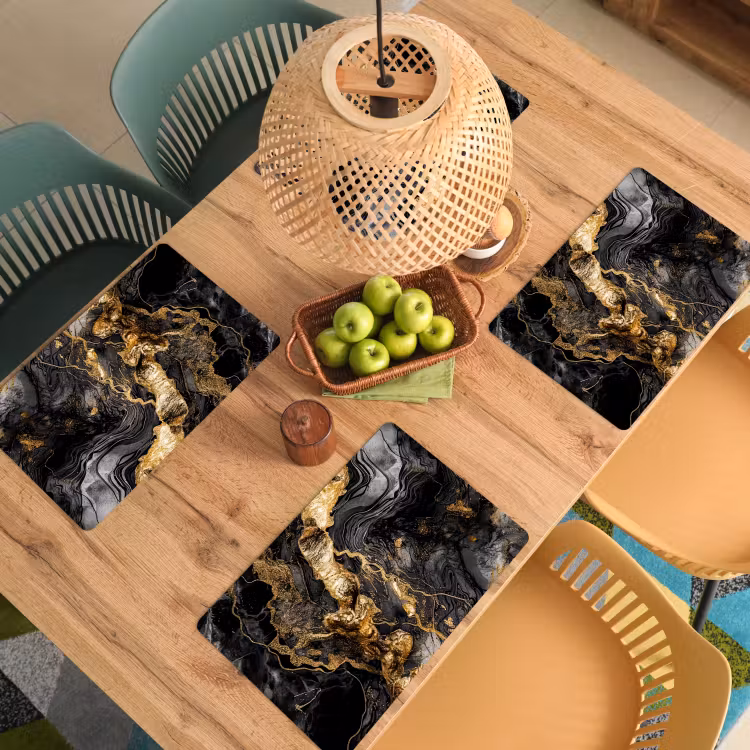Marmer - Zwart - Goud - Abstract Placemat vinyl groot -zzsfeer5_Kitchenyeah-website