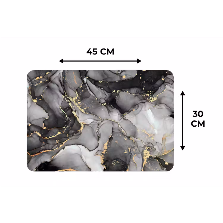 Marmer - Zwart - Goud - Grijs Placemat vinyl groot -specs