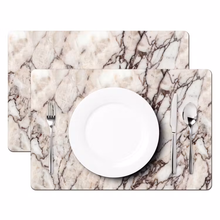 Marmer - Textuur - Abstract - Wit - Bruin Placemat vinyl groot -zzsfeer2_Kitchenyeah-website