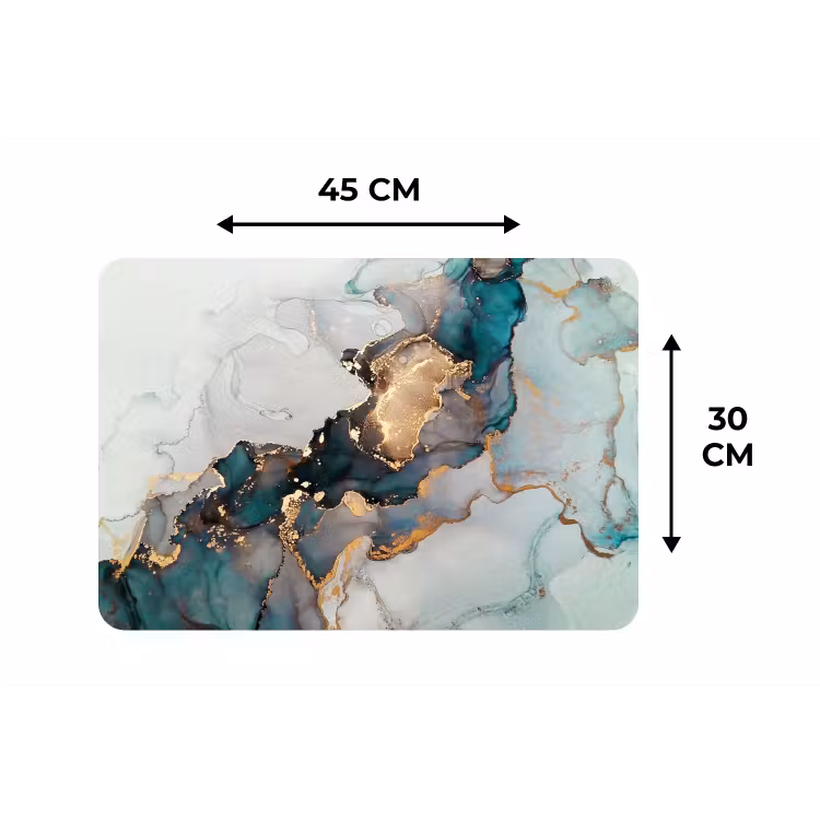 Marmer print - Goud - Blauw Placemat vinyl groot -specs