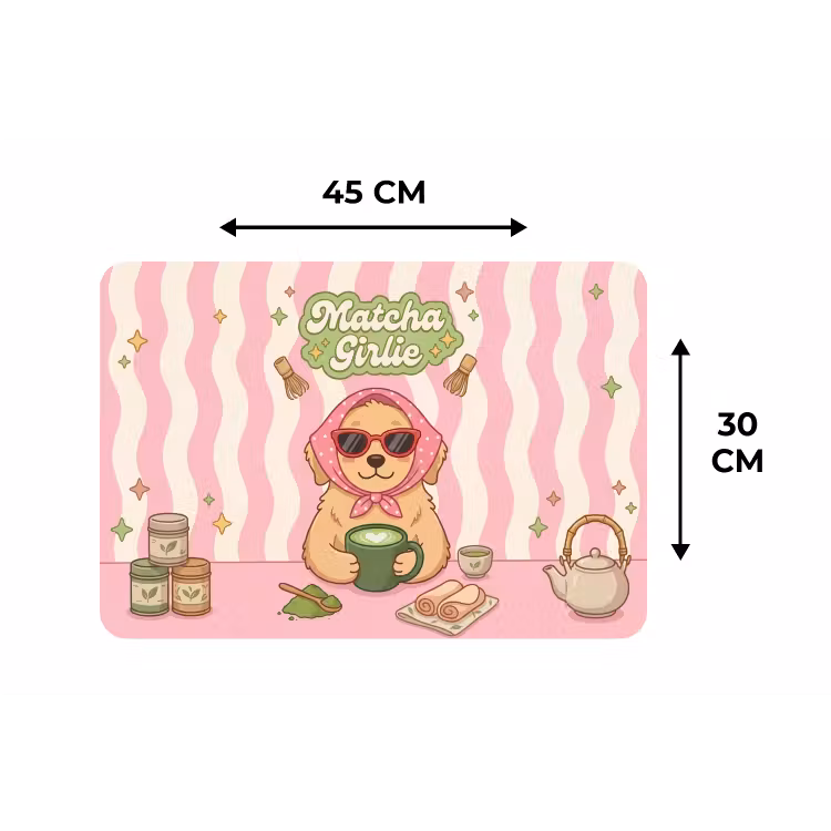 Matcha - Hond - Roze - Groen Placemat vinyl groot -specs