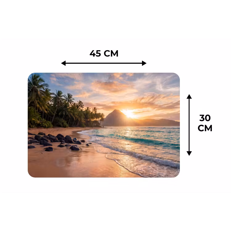 Zee - Berg - Landschap - Tropisch - Goud Placemat vinyl groot -specs