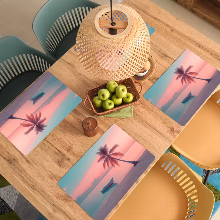 Zee - Boot - Zonsondergang Placemat vinyl groot -zzsfeer5_Kitchenyeah-website