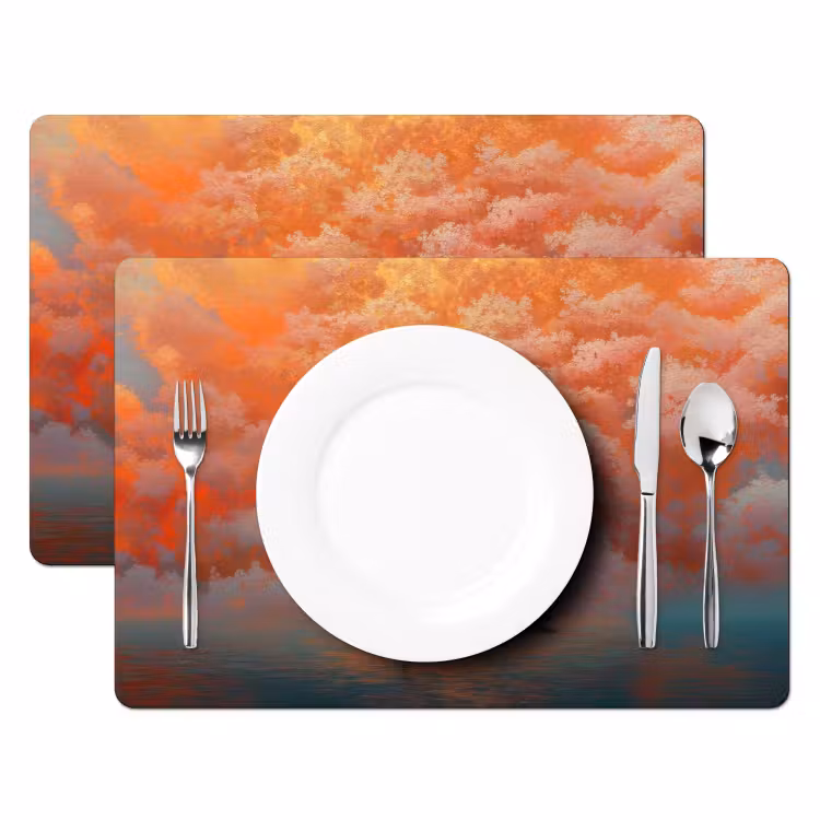 Zee - Boot - Wolken - Oranje Placemat vinyl groot -zzsfeer2_Kitchenyeah-website