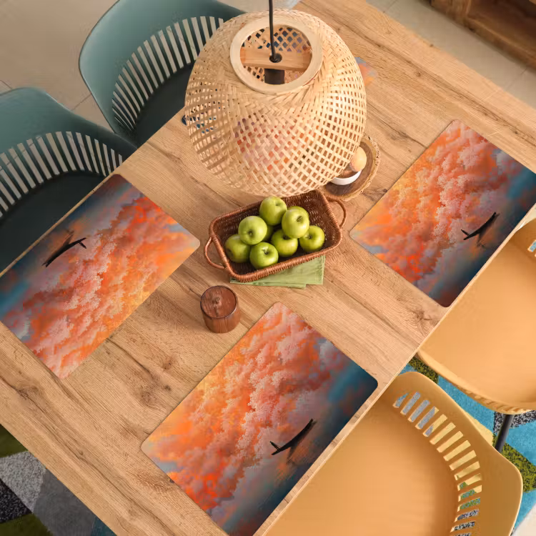 Zee - Boot - Wolken - Oranje Placemat vinyl groot -zzsfeer5_Kitchenyeah-website