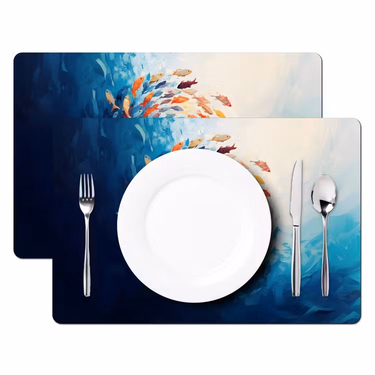 Zee - Vissen - Kleurrijk - Dynamisch Placemat vinyl groot -zzsfeer2_Kitchenyeah-website