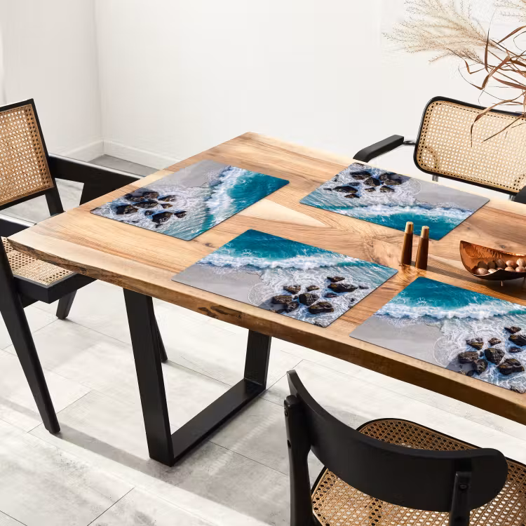 Zee - Golf - Strand - Natuur - Blauw Placemat vinyl groot -zzsfeer4_Kitchenyeah-website