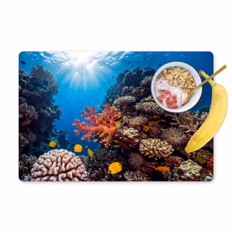Zee - Koraalrif - Natuur - Levendig - Blauw Placemat vinyl groot -zzzproduct_Kitchenyeah-website