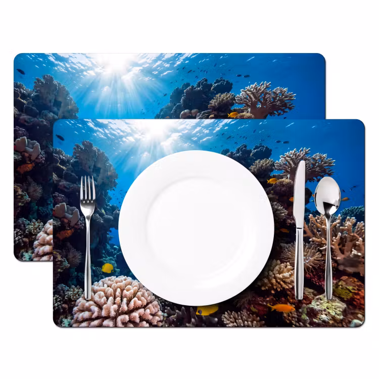 Zee - Koraalrif - Natuur - Levendig - Blauw Placemat vinyl groot -zzsfeer2_Kitchenyeah-website