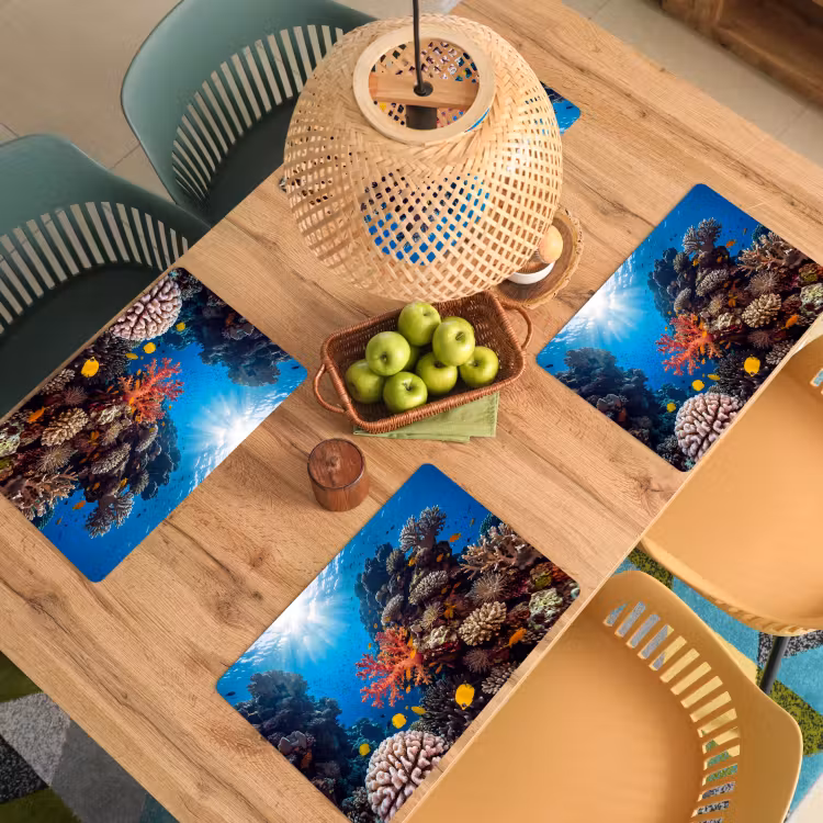 Zee - Koraalrif - Natuur - Levendig - Blauw Placemat vinyl groot -zzsfeer5_Kitchenyeah-website