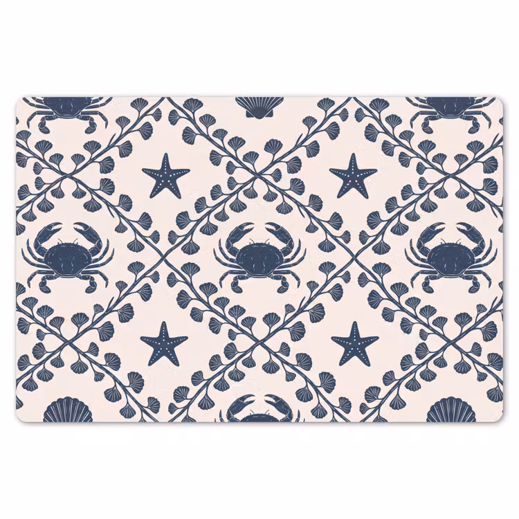 Zee - Krab - Zeester - Patroon - Blauw Placemat vinyl groot -zzsfeer1_Kitchenyeah-website