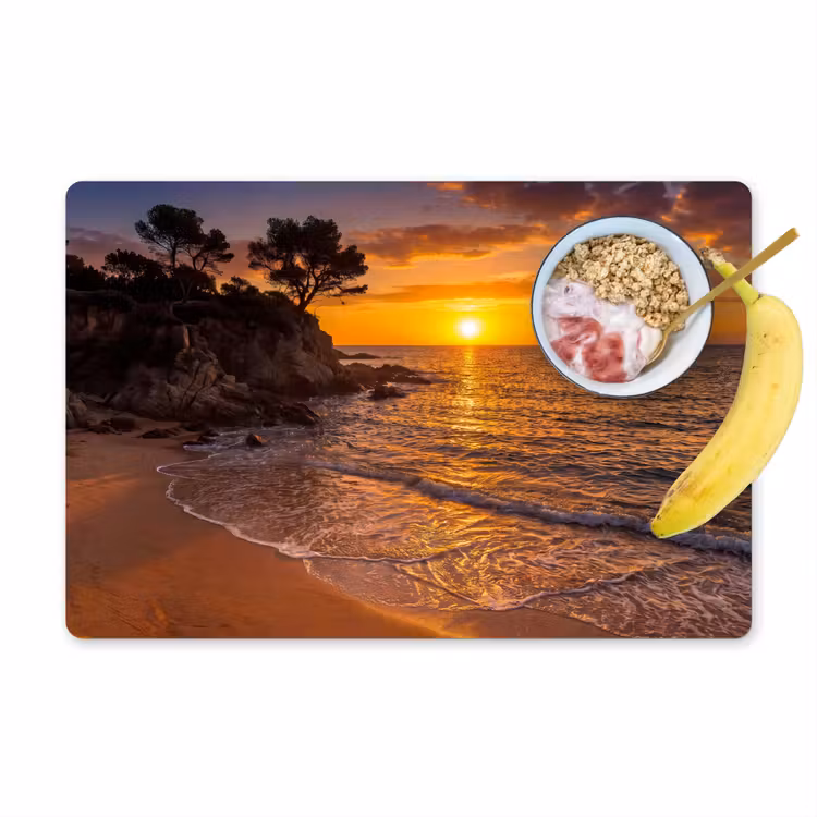 Zee - Kust - Zonsondergang - Natuur - Oranje Placemat vinyl groot -zzzproduct_Kitchenyeah-website
