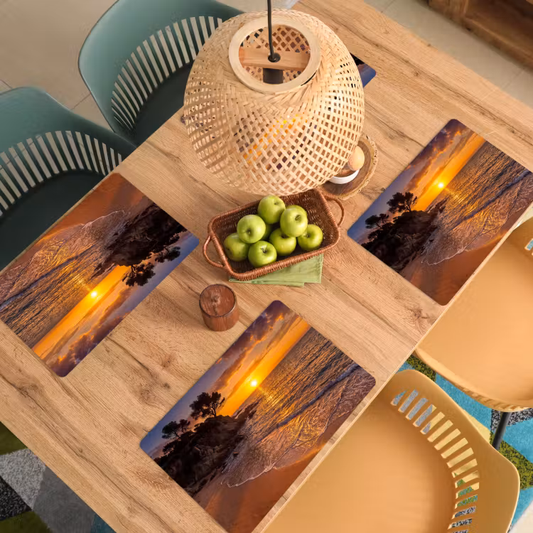Zee - Kust - Zonsondergang - Natuur - Oranje Placemat vinyl groot -zzsfeer5_Kitchenyeah-website
