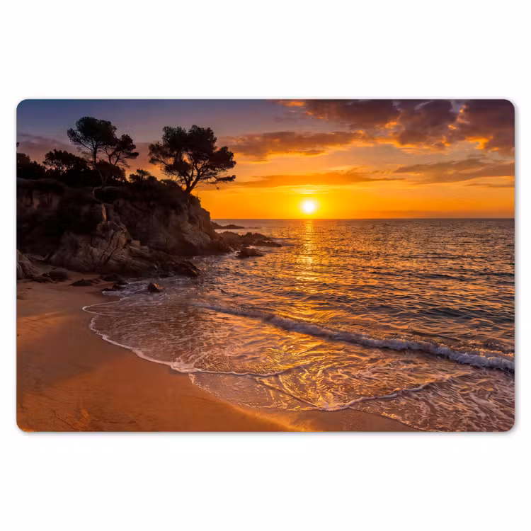 Zee - Kust - Zonsondergang - Natuur - Oranje Placemat vinyl groot -zzsfeer1_Kitchenyeah-website
