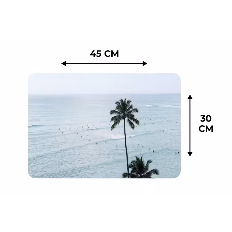 Oceaan - Palmbomen - Surfers Placemat vinyl groot -specs