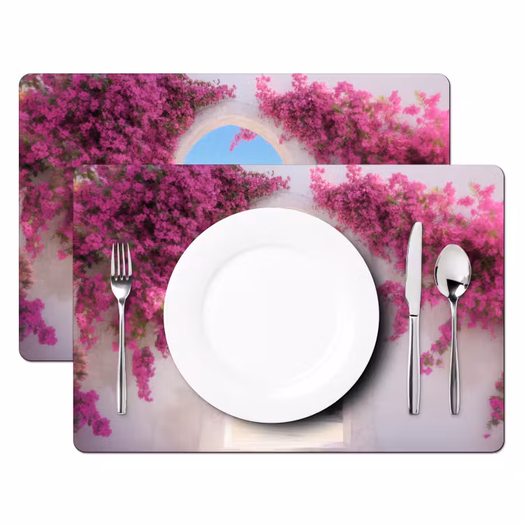 Zee - Roze - Bloemen - Poort Placemat vinyl groot -zzsfeer2_Kitchenyeah-website