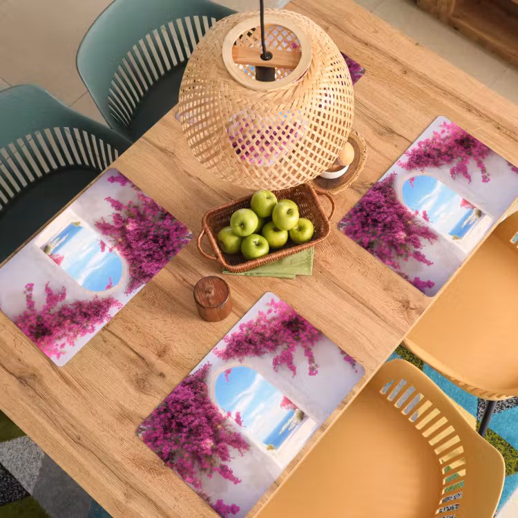Zee - Roze - Bloemen - Poort Placemat vinyl groot -zzsfeer5_Kitchenyeah-website