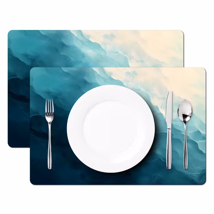 Zee - Silhouet - Abstract - Blauw Placemat vinyl groot -zzsfeer2_Kitchenyeah-website