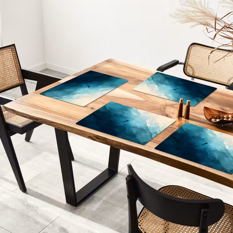 Zee - Silhouet - Abstract - Blauw Placemat vinyl groot -zzsfeer4_Kitchenyeah-website