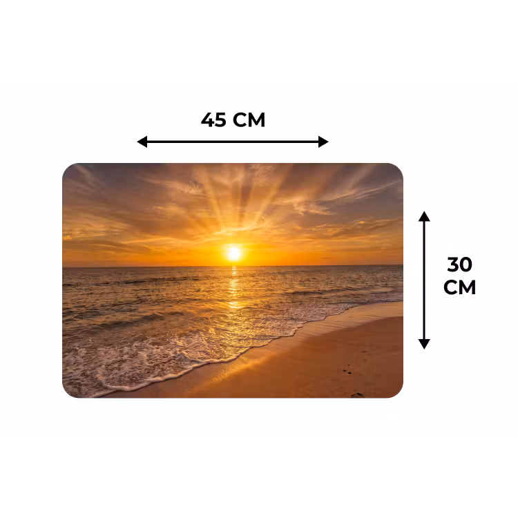 Zee - Zonsondergang - Golven - Kust - Oranje Placemat vinyl groot -specs