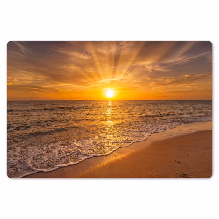Zee - Zonsondergang - Golven - Kust - Oranje Placemat vinyl groot -zzsfeer1_Kitchenyeah-website