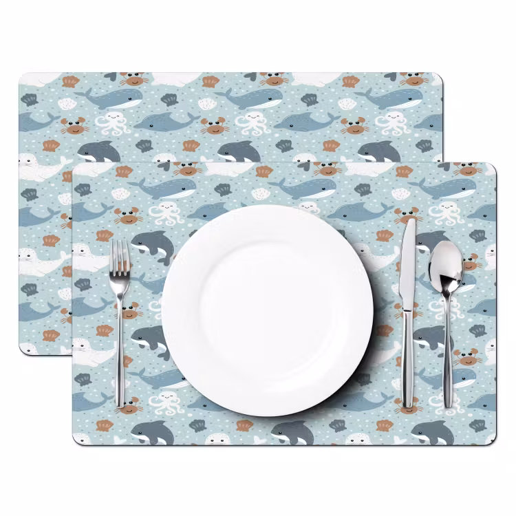 Oceaan - Walvis - Zeehond - Krab Placemat vinyl groot 368 -zzsfeer2_Kitchenyeah-website