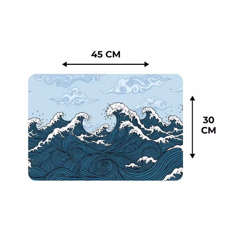 Zee - Golven - Japans - Natuur - Blauw Placemat vinyl groot -specs