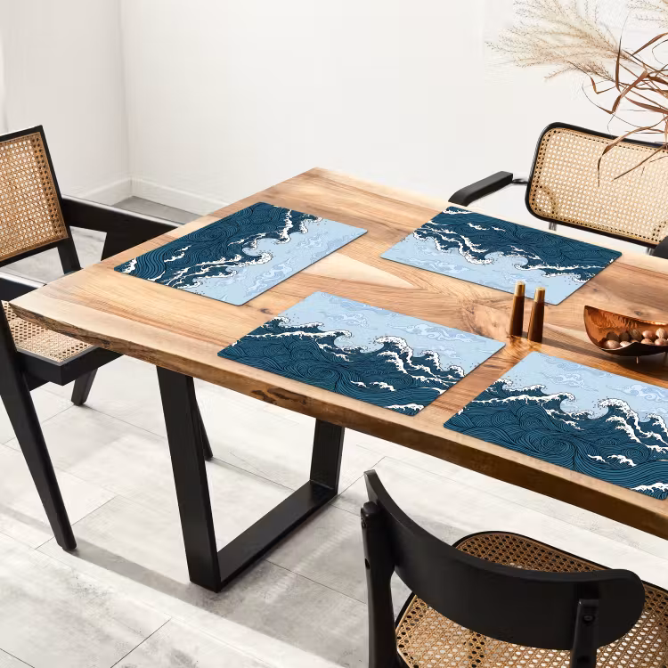 Zee - Golven - Japans - Natuur - Blauw Placemat vinyl groot -zzsfeer4_Kitchenyeah-website