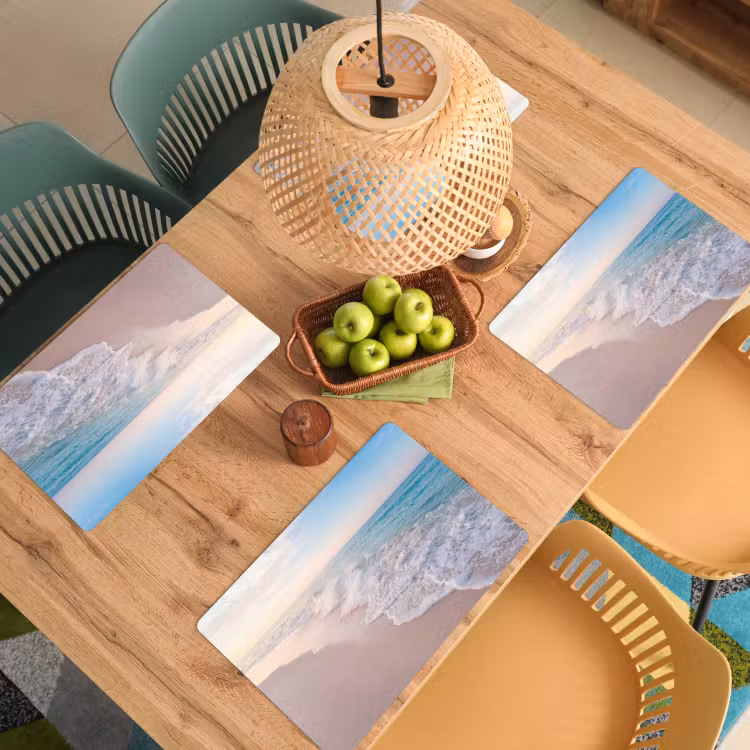 Zee - Golven - Strand - Natuur - Wit Placemat vinyl groot -zzsfeer5_Kitchenyeah-website