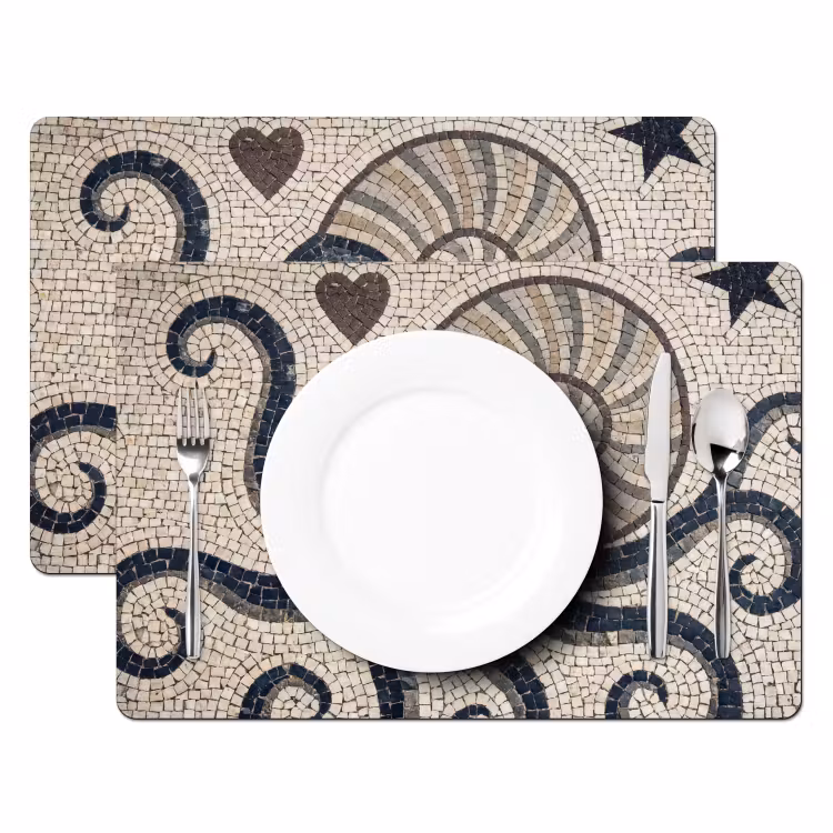 Zeeleven - Mozaïek - Kunst - Vintage - Beige Placemat vinyl groot -zzsfeer2_Kitchenyeah-website