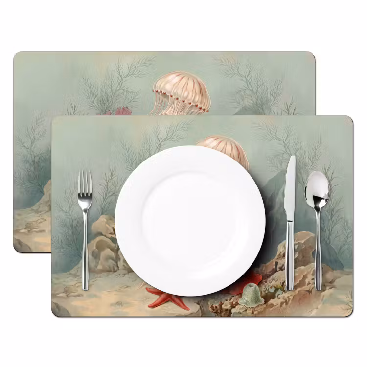 Zeeleven - Kwal - Onderwater - Illustratie - Beige Placemat vinyl groot -zzsfeer2_Kitchenyeah-website