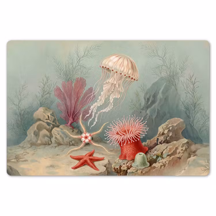 Zeeleven - Kwal - Onderwater - Illustratie - Beige Placemat vinyl groot -zzsfeer1_Kitchenyeah-website